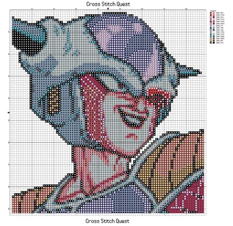 List of required colors, and a color/symbol chart pattern with dmc legend. Free Frieza Cross Stitch Pattern Dragon Ball Z | Cross ...