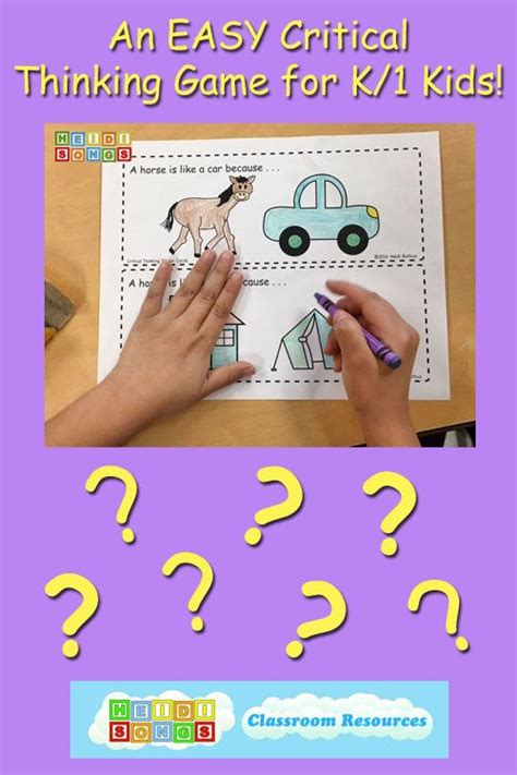 Games and activities for teaching and revising vocabulary. An EASY Critical Thinking Game for K-1 Kids! from ...