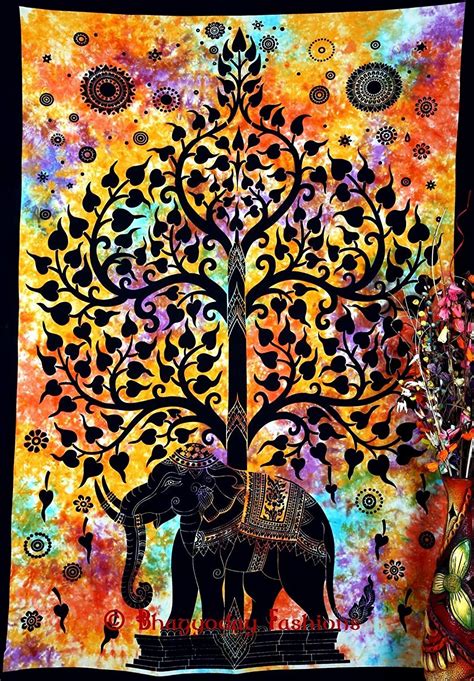 Elephant wall tapestry art in motion. Amazon.com: Popular Handicrafts Tree of Life Psychedelic ...