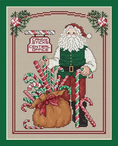 Kodiak christmas imaginating 1848 kit sandra cozzolino bear counted cross stitch. Candy Stick Santa L234 pattern | Santa cross stitch, Cross ...