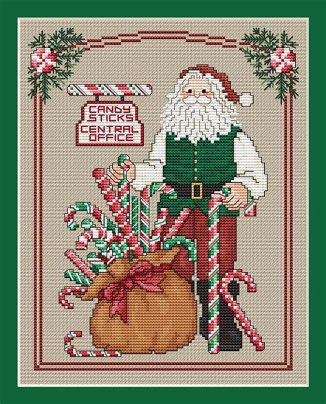 Get all three from the stitch patterns on etsy for $10. Candy Stick Santa L234 pattern | Santa cross stitch, Cross ...