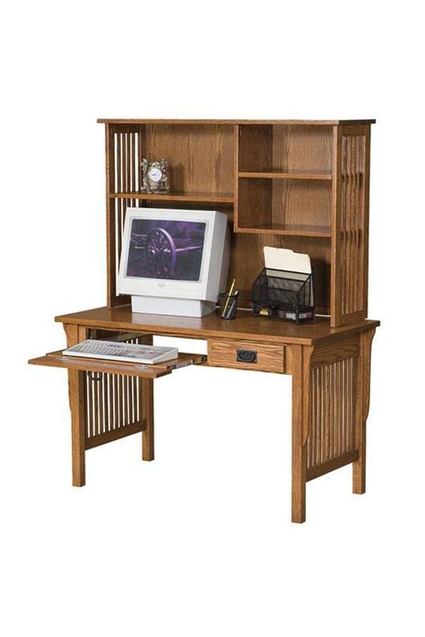 A folding desk with bookcase can save space for your room, if you want to know more about space saving furniture, please check our website. Mission Computer Desk with Bookcase Hutch from DutchCrafters