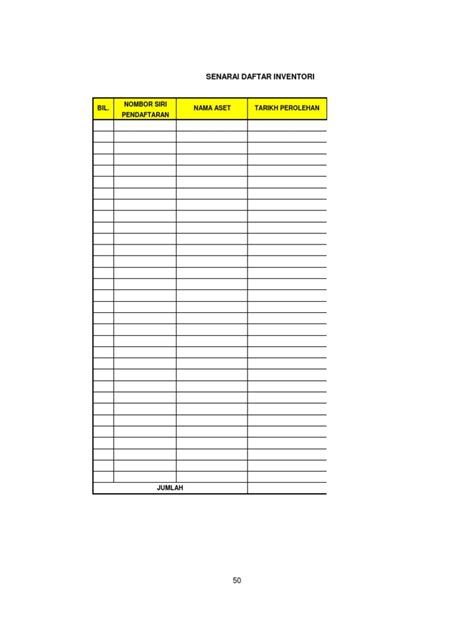 Borang kew pa 7 terbaru 2019. 5.KEW.PA-5 SENARAI DAFTAR INVENTORI.xls