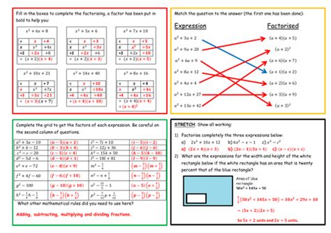 Factorising Quadratic Expressions Lesson | Teaching Resources