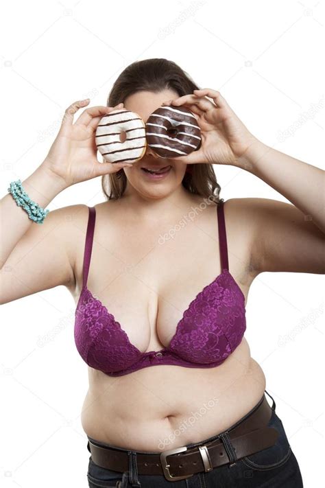 Chubby girls smoking and drinking beer. Chubby woman with two donuts — Stock Photo © vizualni ...