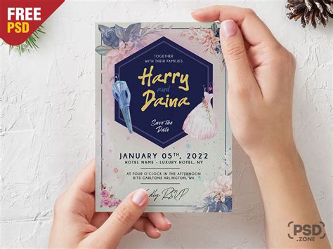 Free square invitation & greeting card mockup download free png images, vectors, stock photos. Free Wedding Invitation Card Design Template - Download PSD