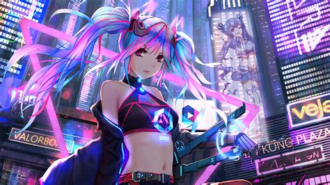 30920 views | 44521 downloads. Anime Cyber Girl Neon City, HD Artist, 4k Wallpapers ...