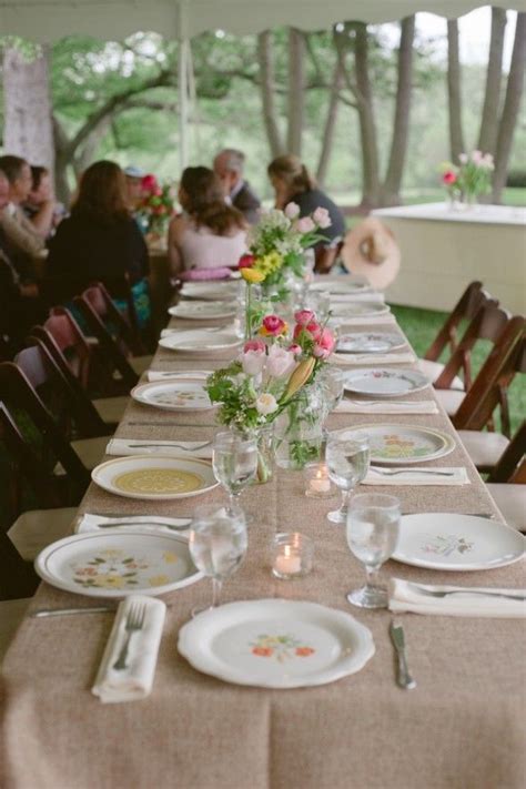 Check out this rustic table settings and see more inspirational photos on theknot.com. Rustic DIY Maryland Wedding | Wedding table settings