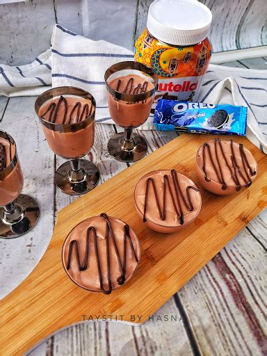 No baking required for this easy recipe! Nutella Oreo Mousse Shots - Taystit by Hasna