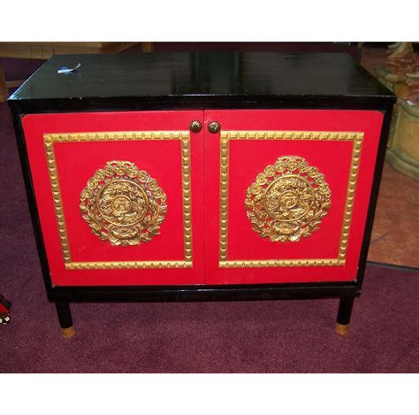 Bar stools & counter stools. RED BLACK & GOLD ASIAN STYLE TWO DOOR CABINET