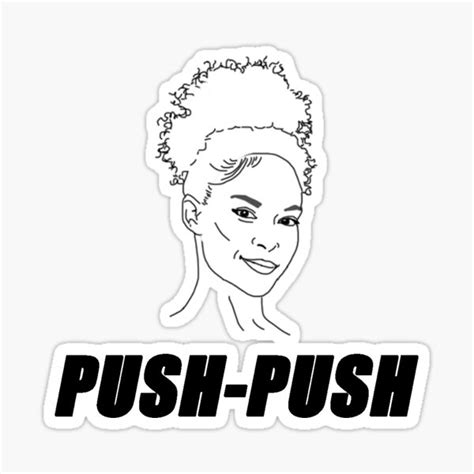 This clipart image is transparent backgroud and png format. "Hannah Frankson Peloton Push Push catchphrase with digital art portrait" Sticker by ...
