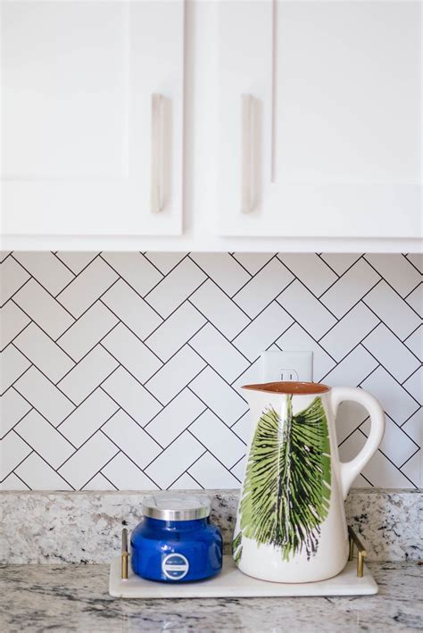 Construction adhesive is sprayed on the back of the dry erase board. Herringbone Backsplash Removable Wallpaper | Herringbone ...