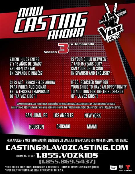 As the name implies, at this stage, the coaches' chairs are turned towards the audience while the artists perform, any of the coaches interested in the artist will press the red button while their ch La Voz Kids Season 3 Auditions | Auditions Free