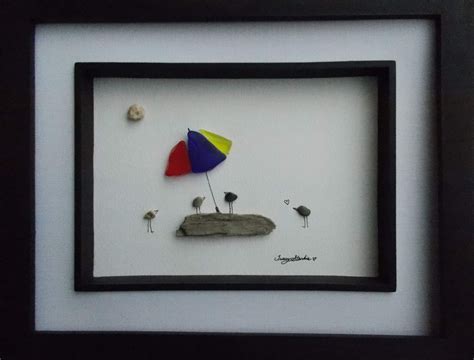 Beach birds,sea glass,pebble art,birthday gift,Mother's day gift,anniversary gift,housewarming ...