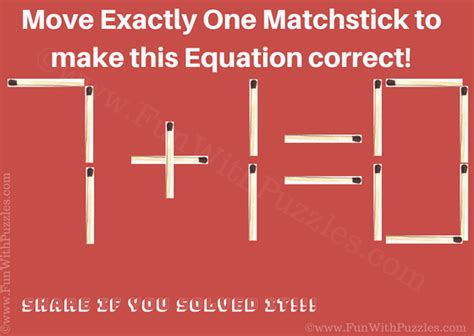 Math puzzles for middle school. Easy Mathematical Matchstick Puzzle For Kids With Answer ...