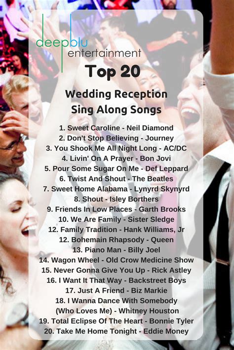 10 wedding songs you must play. Top 20 Wedding Reception Sing Along Songs (With images ...