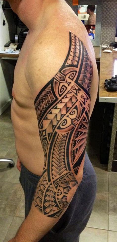 Beautiful black & white half sleeve warrior tattoo. Polynesian Half Sleeve Tattoo Designs - Tattoo Art Design ...