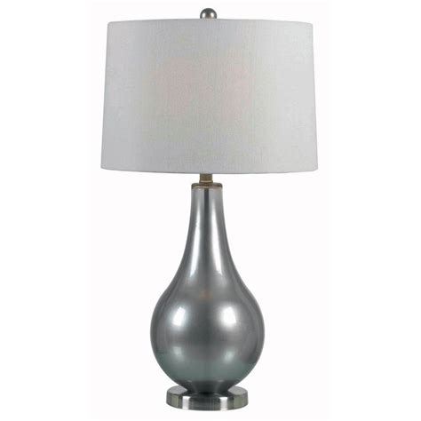 Standard e26 base (type a). Kenroy Home Teardrop 29 in. Metallic Pewter Table Lamp-32043MP - The Home Depot