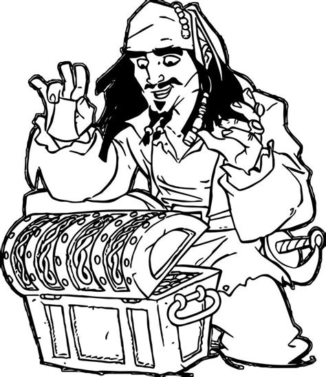 Pirates Of The Caribbean Man Character Jack Sparrow Treasure Coloring Page | Pirates of the ...