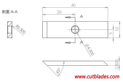 .knives, pelletizer blades, manufacturer of machine knives. ECON 01 Pelletizer Knives Drawing