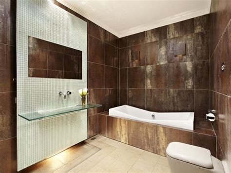 Black and white split bathroom. Classic bathroom design with corner bath using ceramic ...