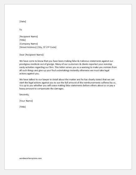 What false accusations are, several claims you may bring against a party for wrongly accusing you of a crime defamation of character can be broken down into two fundamental types, depending on the form in which the finally, if you've been falsely imprisoned due to false accusations, then you. Warning Letter for Giving False Testimony | Word & Excel ...