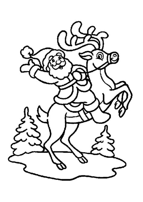 Illustrations, cliparts, dessins animés et icônes de renne rouge nez mignon fermer le visage avec des salutations fond blanc isolé. Coloriage Le Père Noël Sur Le Dos d'une Renne