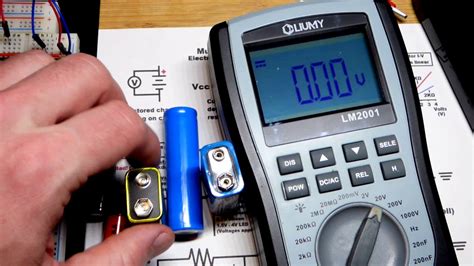 Voltage table for cyclic use charging. Multimeter measuring battery voltage to determine state of ...