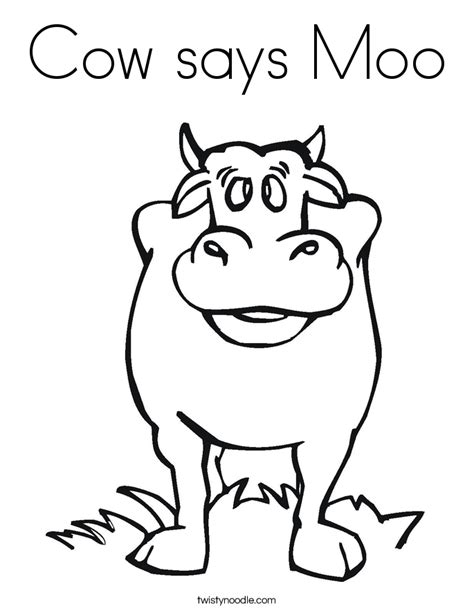 Name 2 or message : Cow says Moo Coloring Page - Twisty Noodle