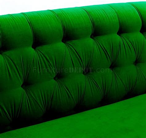 Featuring a solid wood frame with bun shaped legs, the. Hanny Sofa TOV-S42 in Green Velvet Fabric by TOV Furniture