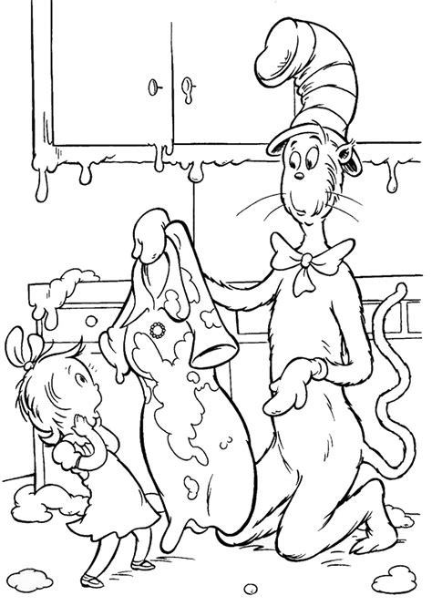 Click the cat showing hat coloring pages to view printable version or color it online (compatible with ipad and android tablets). Cat in the Hat Coloring Pages