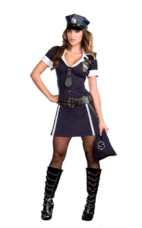 This female policewoman fancy dress costume includes a skirt, top, hat and neckpiece. Pin on Working Girl Costumes for Women