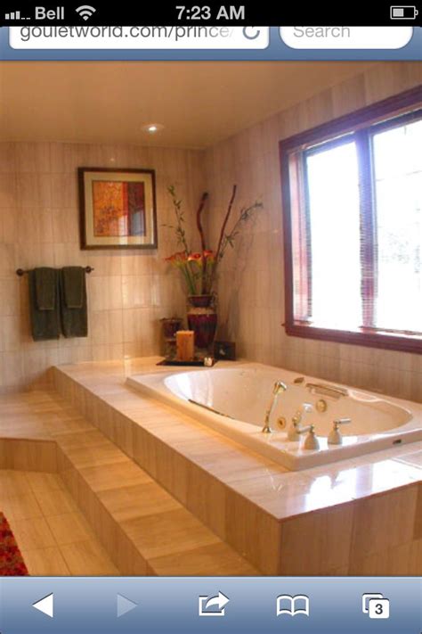Sunken bathtubs are super trendy now. Stairs up to bathtub | Bathtub, House, Drop in bathtub