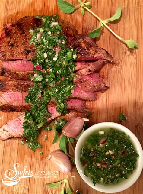 Once the grill is hot, put the steaks on the grate over direct heat and close the lid. Steak With Chimichurri Sauce - Swirls of Flavor