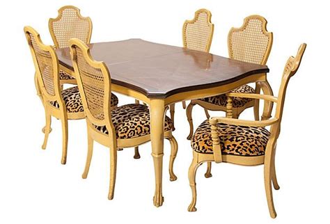 Gold, black, silver, or brown chair leg. Dining Set w/ Animal-Print Chairs, 7 Pcs on OneKingsLane ...