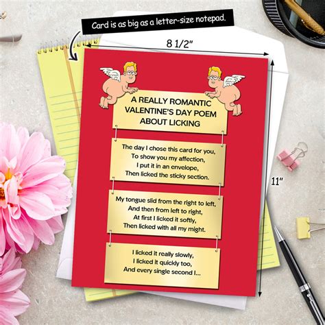 Show your loved one, or ones, just how big your love for them is, with one, or more, of the huge cards from the valentine's day jumbo cards collection. Licking Poem: Hilarious Valentine's Day Jumbo Paper Card