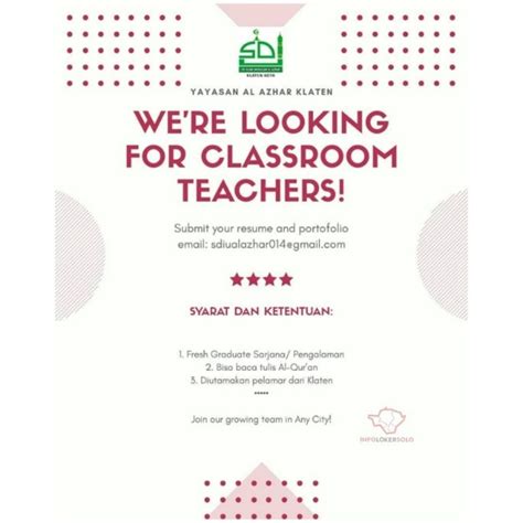 Temukan lowongan kerja sekolah yayasan makassar yang anda cari di bawah ini. Lowongan Kerja Guru SD Yayasan Al Azhar Klaten - INFO ...
