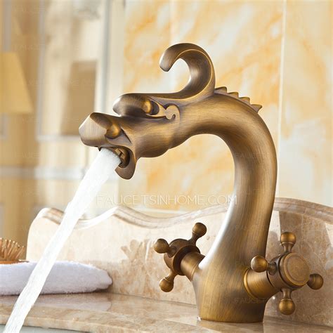 Direct sinks has a variety of sink & faucet combo. Vintage Chinese Dragon Designed Copper Bathroom Sink Faucet