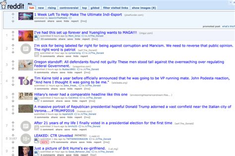 Registered members submit content to the site such as links, text posts. Pro-Trump Subreddit Takes Over Reddit Front Page After ...