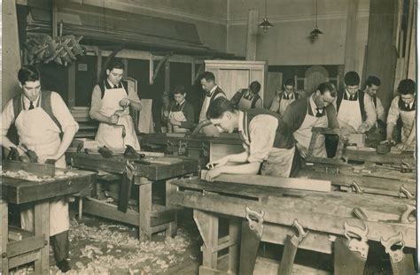 The nature of woodworking demands a great deal of … Cabinet Making class, 1924 | See archiveshub.ac.uk/data ...