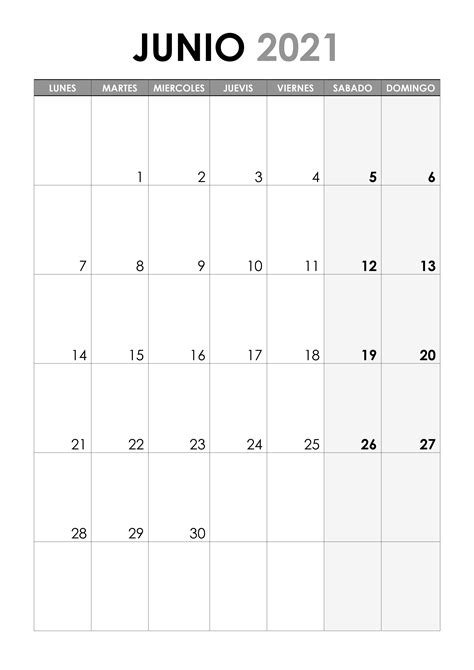 Descargar calendario junio 2021 en formato excel xlsx, word docx, pdf o imagen. Calendario junio 2021 - calendarios.su