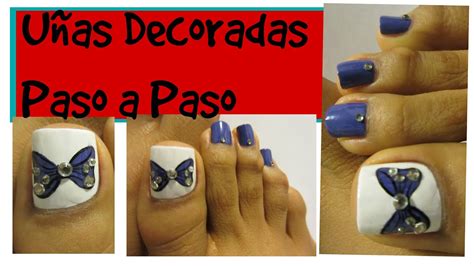 ¿quieres lucir uñas hermosas y entretenidas? Uñas de los Pies decoradas con Moño paso a paso/Ribbon ...