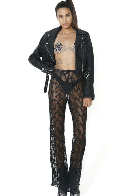 Sheer black with floral pattern. Black Sheer Floral Lace Pants | Dolls Kill