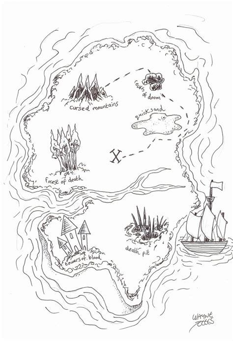 This printable treasure map is less intimidating, featuring cute dolphins, mermaids, a sea monster, island, skull this printable treasure map offers even less detail, and is best for the more creative mom or kid. Coloring Activities Mountains Best Of How to Draw A Pirate ...