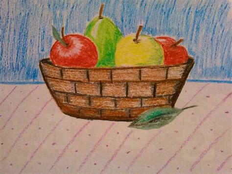 Drawing is more fun than reading or writing. Still life 2nd grade art project: fruits in a basket. They ...