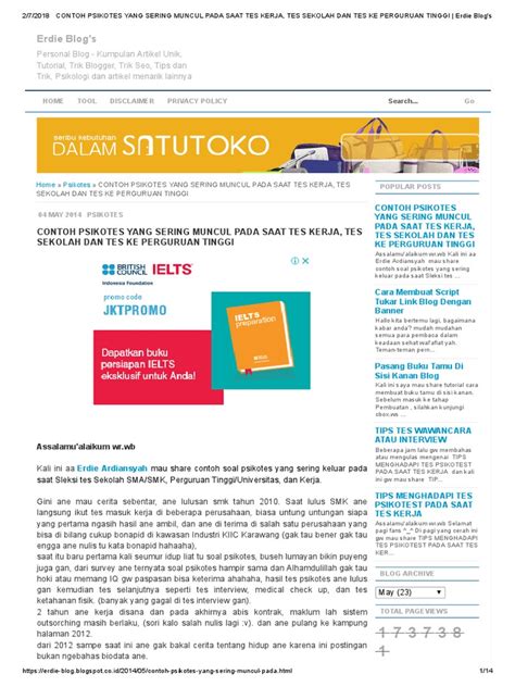 Soal psikotes logika tidaklah dibutuhkan suatu rumus yang wajib dihafal, melainkan kamu harus mampu menganalisa suatu persoalan dan bisa memberikan solusi terbaik atas masalah tersebut. Contoh Soal Psikotes Kerja Yang Dibuat Oleh Ui - Dapatkan ...