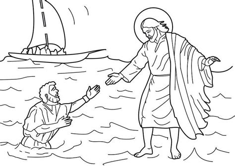 This jesus walks on water coloring page. Peter Walks On Water Coloring Page | Jesus coloring pages ...