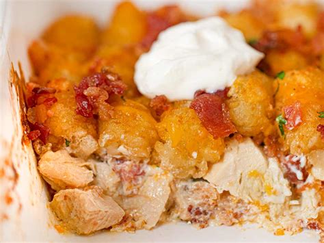 It seems like this flavor combination is on every bar menu i see these days. Chicken Bacon Ranch Tater Tot Casserole Recipe - Dinner ...