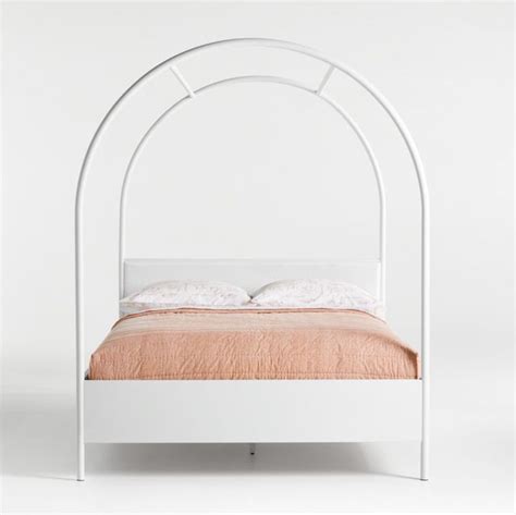 Canyon Arched Full White Canopy Bed with Upholstered ...