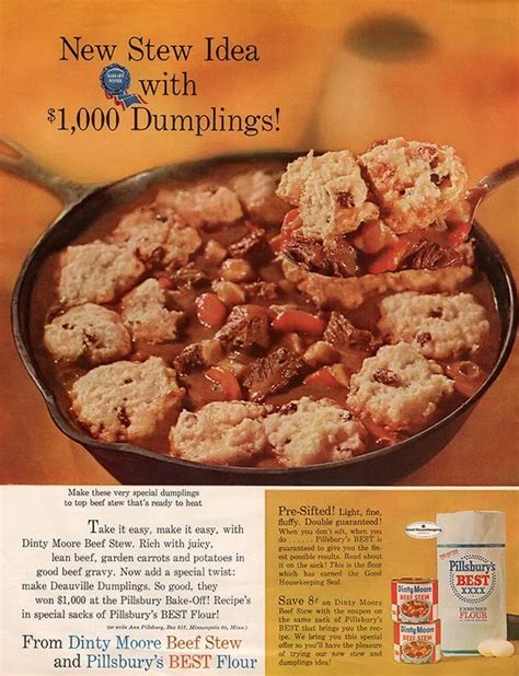 For the beef stew, heat the oil and butter in an ovenproof casserole and fry the beef until browned on all sides. Copycat Dinty Moore Beef Stew Recipe - 1958 Dinty Moore Vintage Ad Beef Stew Marengo Hormel ...